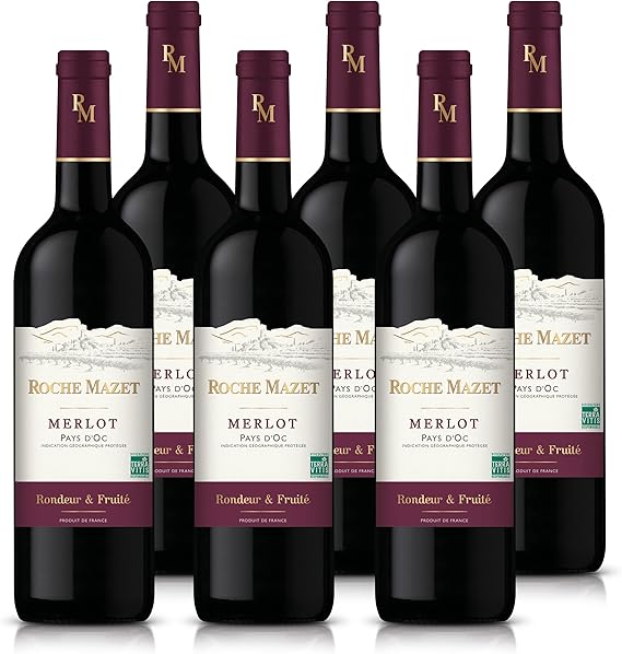Detalle de ROCHE MAZET Merlot - Vino Tinto IGP Pays d'Oc 🍷 - 6 botellas