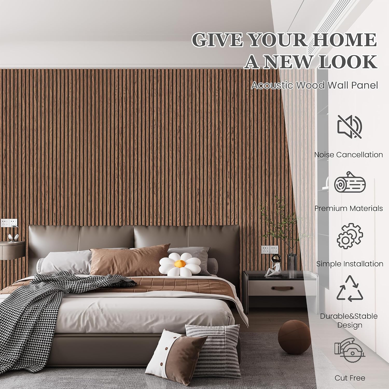 Thumbnail 1 de LDB_BUILDING AWPLDB-CB-26932-4P Acoustic Wood Slat Wall Panels, Red Oak
