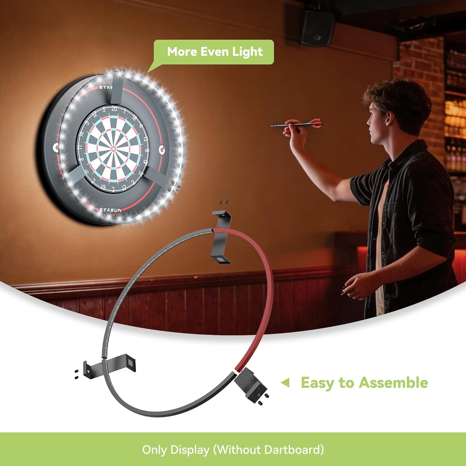 Thumbnail 4 de STASUN 360° LED Dartboard Light with Magnetic Mounting – 24W 6500K, Dimmable Surround Ring