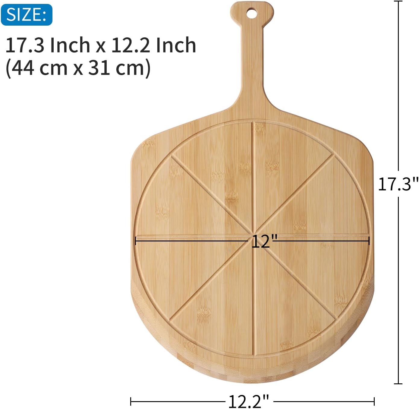 Detalle 2 de Fiery Chef 12” Bamboo Pizza Peel 17.3"