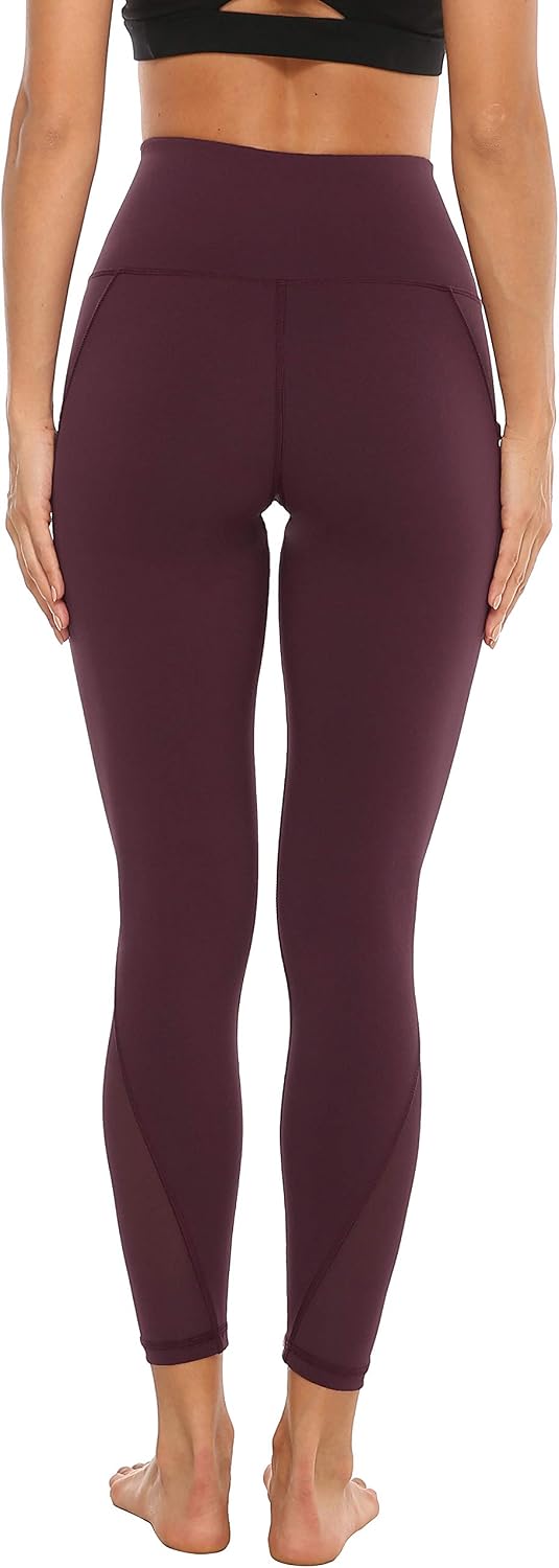 Detalle 2 de Persit Damen Sport-Leggings mit Taschen – blickdichte lange Yogahose mit Mesh-Einsätzen