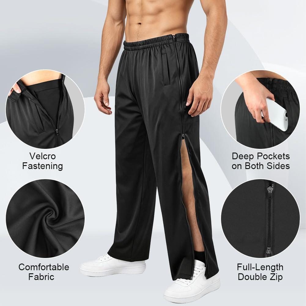 Detalle de Vicloon Pantaloni da Jogging da Uomo con Apertura Laterale - Vestibilità Ampia e Zip Frontale