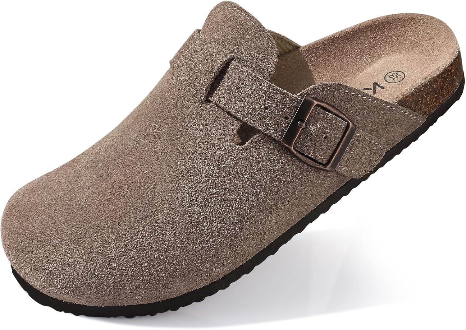 Detalle de KIDMI Genuine Suede Clogs for Women with Cork Footbed and Arch Support