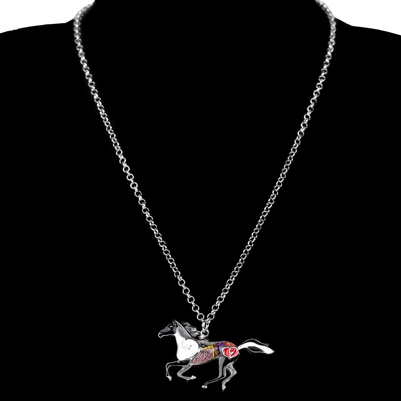 Thumbnail 1 de DUOWEI collier cheval émail motif floral