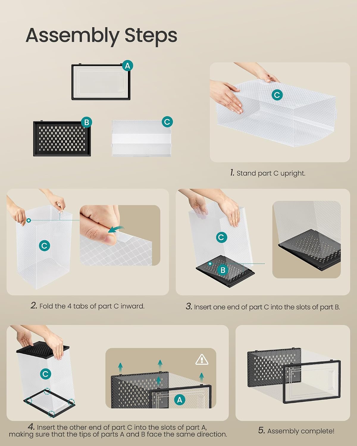 Thumbnail 6 de SONGMICS 12-Pack Stackable Shoe Boxes (LSP006B12): Transparent, Foldable Storage for UK Size 8