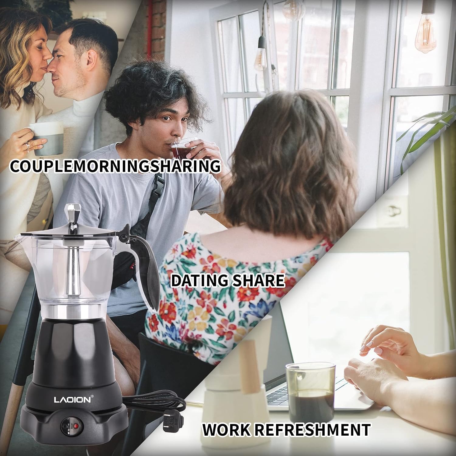 Thumbnail 6 de LAOION Cuban Coffee Maker: 6- or 3-Cup Electric Moka Pot for Rich, Traditional Espresso