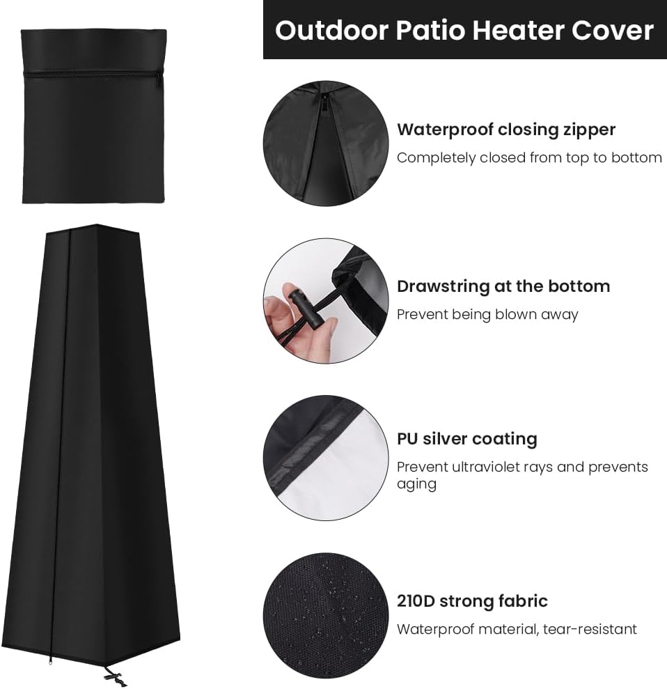 Detalle de AOOWU housse de chauffe-patio imperméable pour parasol chauffant rond (221 × 61 × 53 cm)