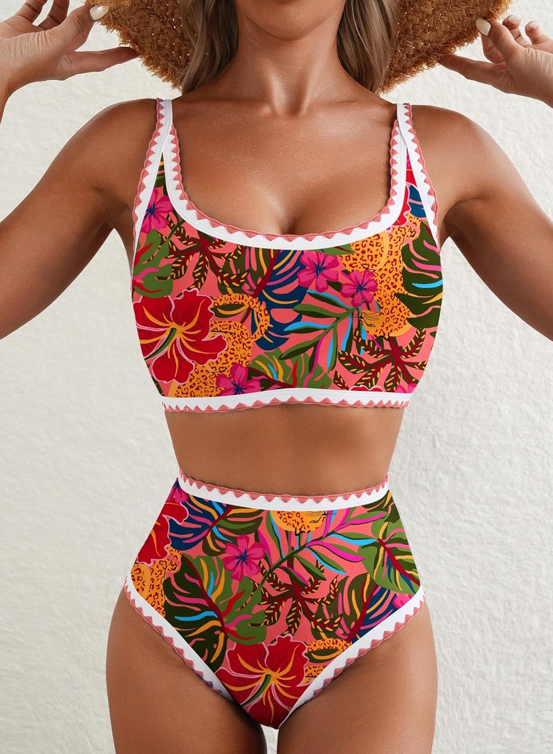 Thumbnail 2 de Herseas Floral Print Whip Stitch 2-Piece High Waisted Bikini Set for Women
