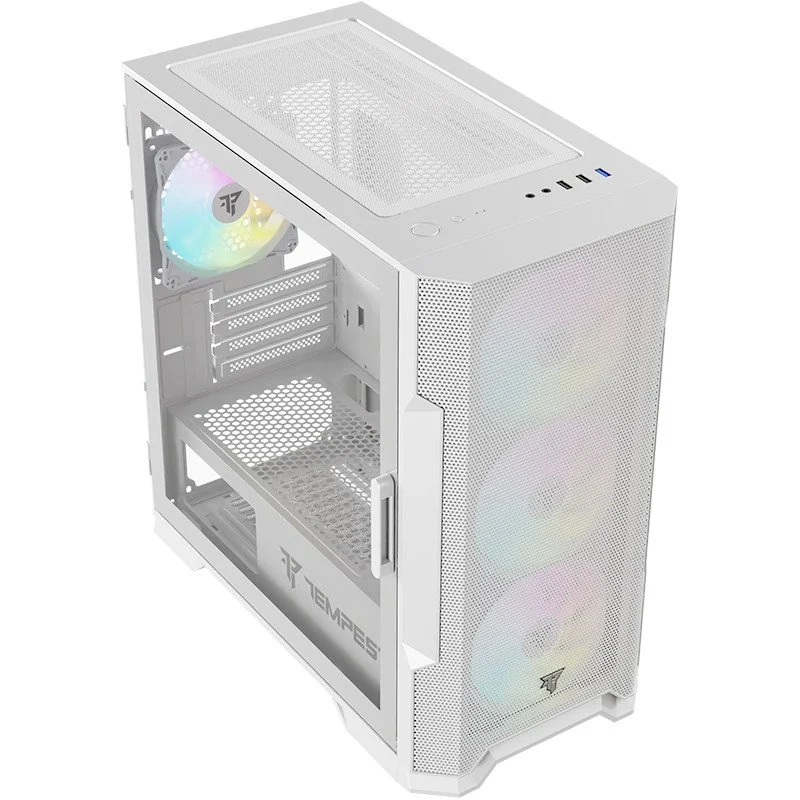 Detalle de Tempest Stockade ARGB M-ATX Cristal Templado USB 3.0 Blanca 🖥