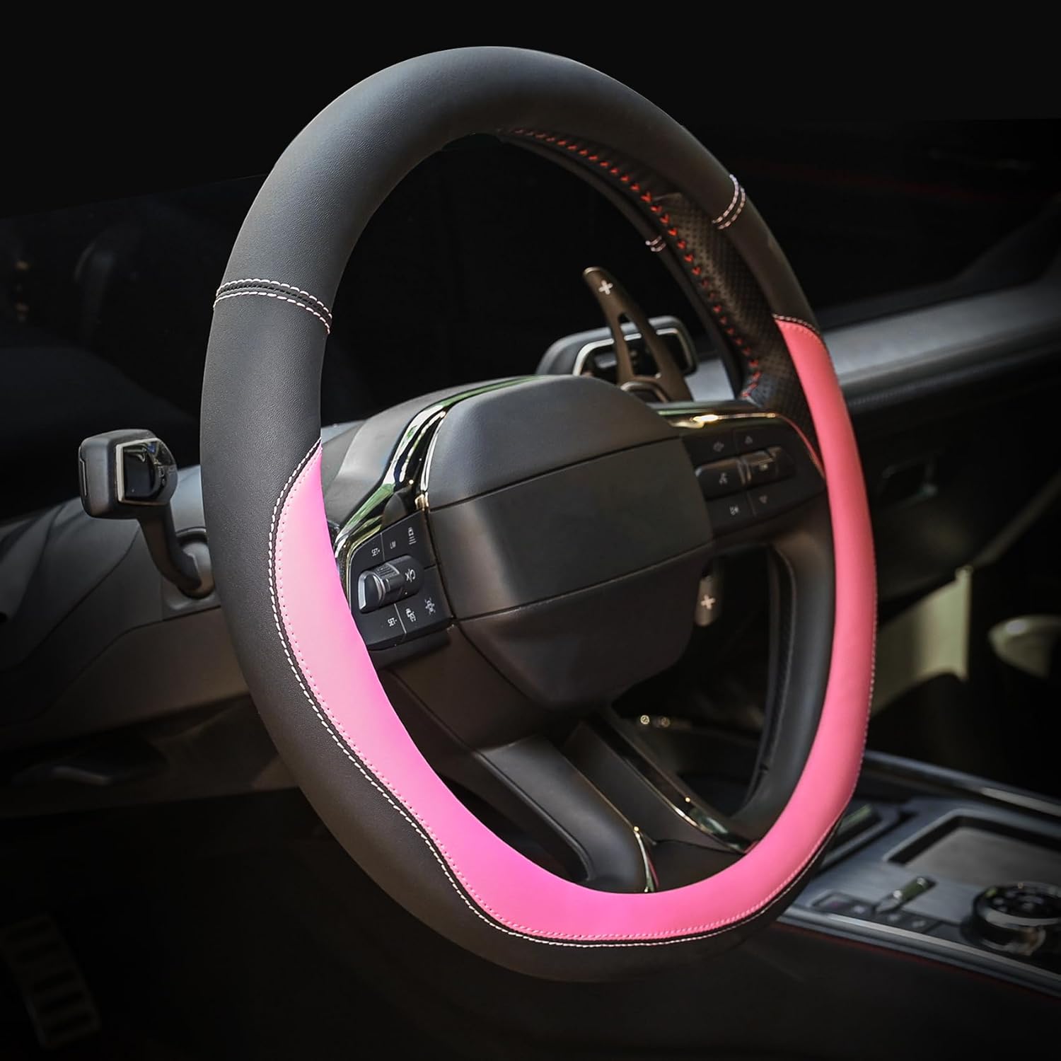 Thumbnail 6 de Valleycomfy Microfiber Leather Steering Wheel Cover 15"