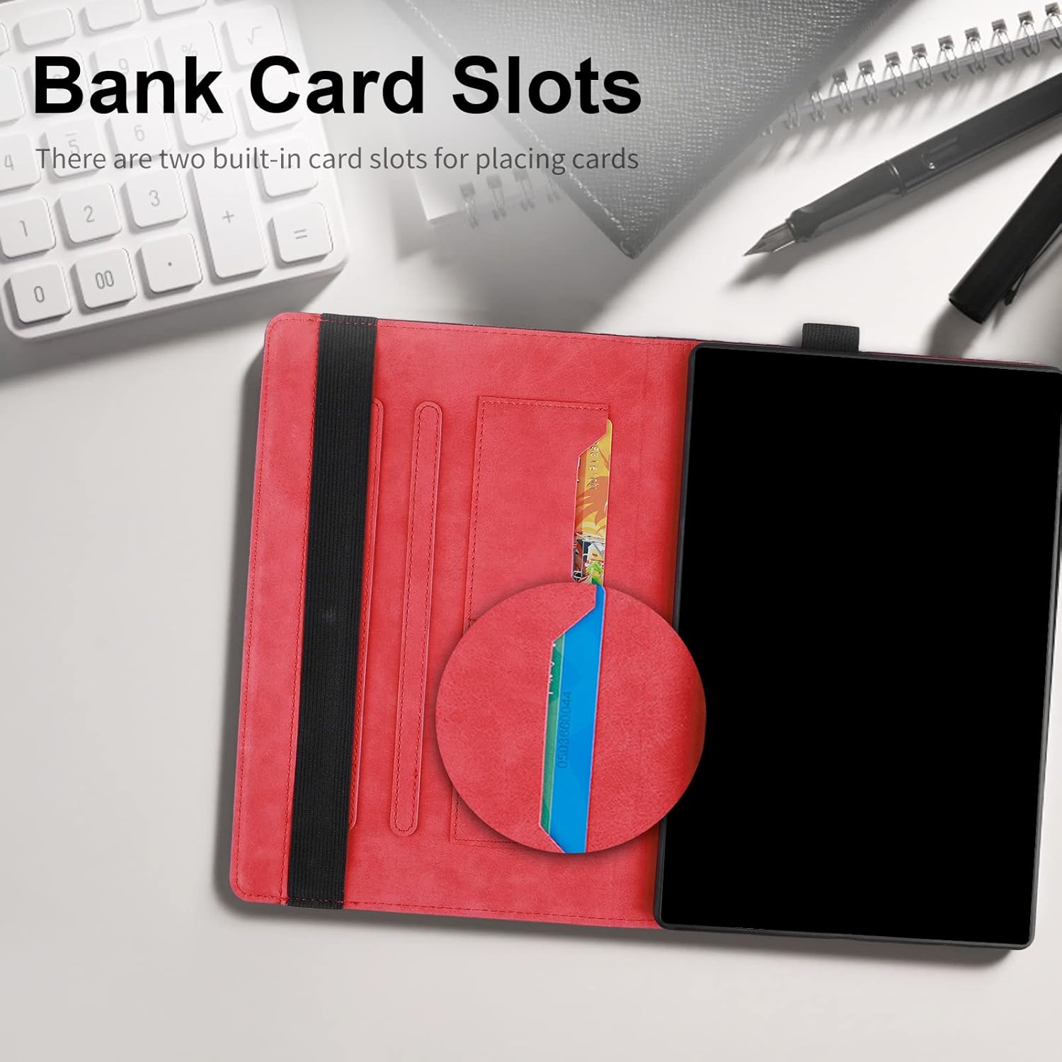 Thumbnail 2 de CXTCASE Hülle für Samsung Galaxy Tab S7 / S8 / S9 – Weinrot, PU-Leder Folio mit Standfunktion und Kartenfach