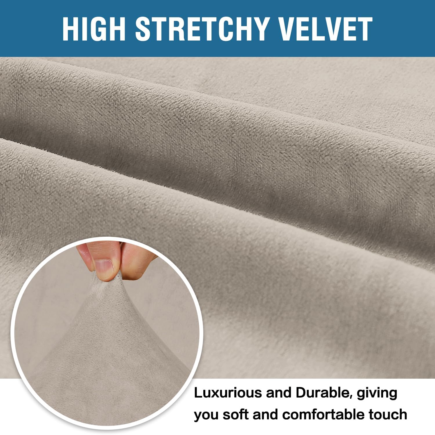 Detalle de H.VERSAILTEX Stretch Velvet Sofa Cover, French Oak, 72–90