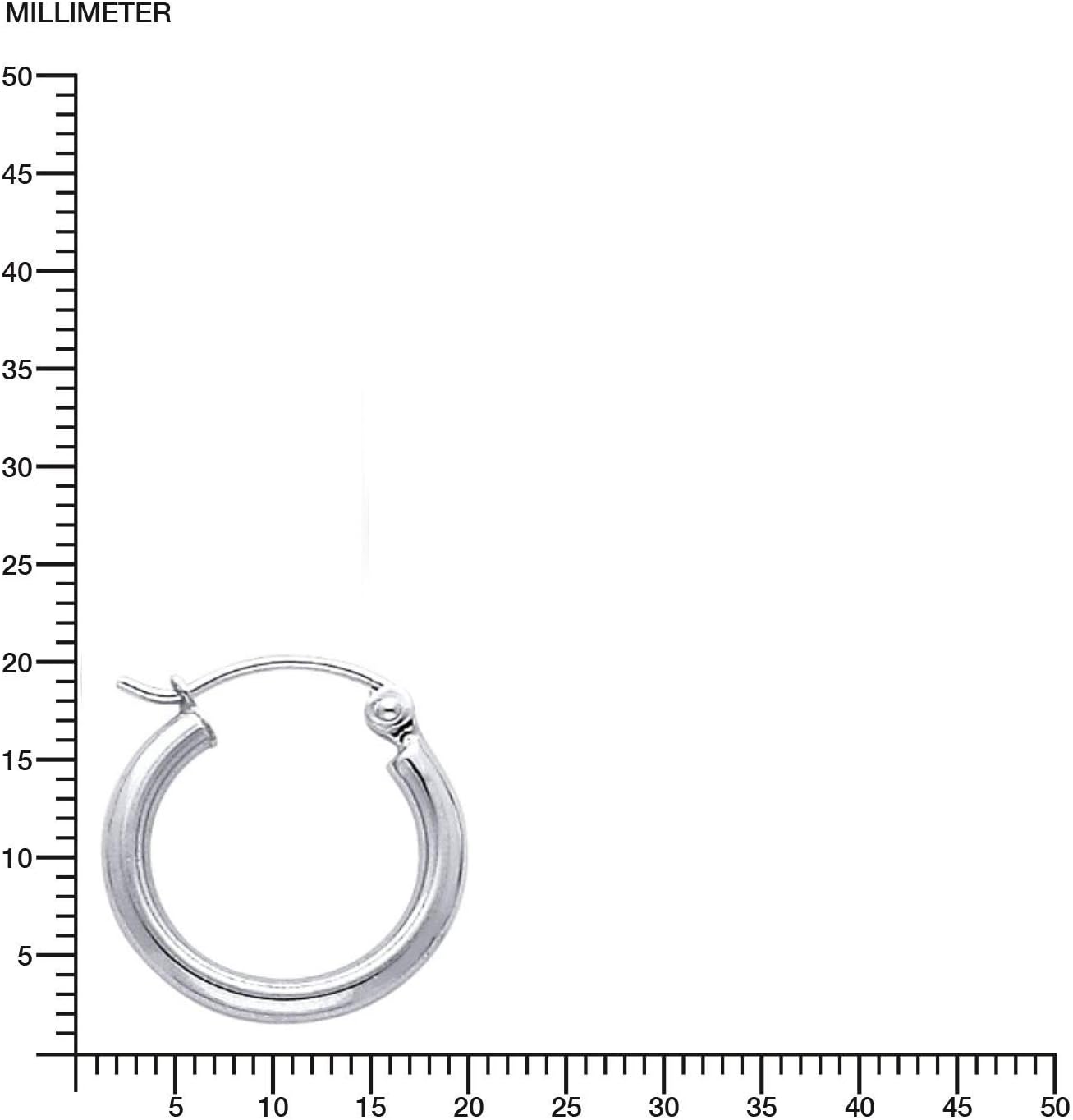 Detalle de Prins Jewels Boucles d'oreilles créoles en or blanc 14 carats 585 – largeur 2 mm, longueur au choix
