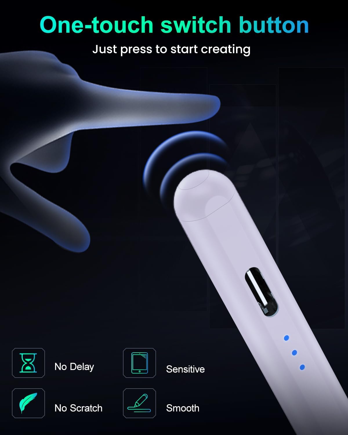 Thumbnail 3 de Variglas Pencil for iPad (2018-2025) – 15 minute fast charging, tilt sensitivity & palm rejection (Purple)