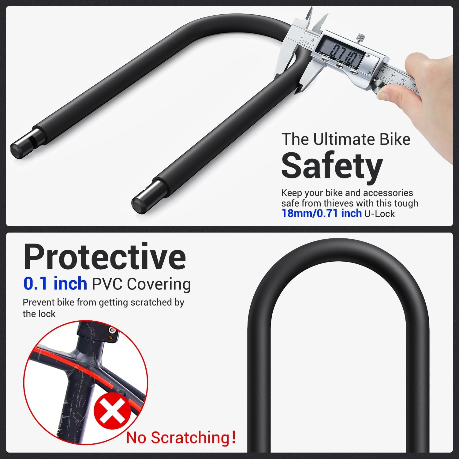 Detalle 2 de Sportneer Bike Lock 18mm Heavy Duty U-Lock