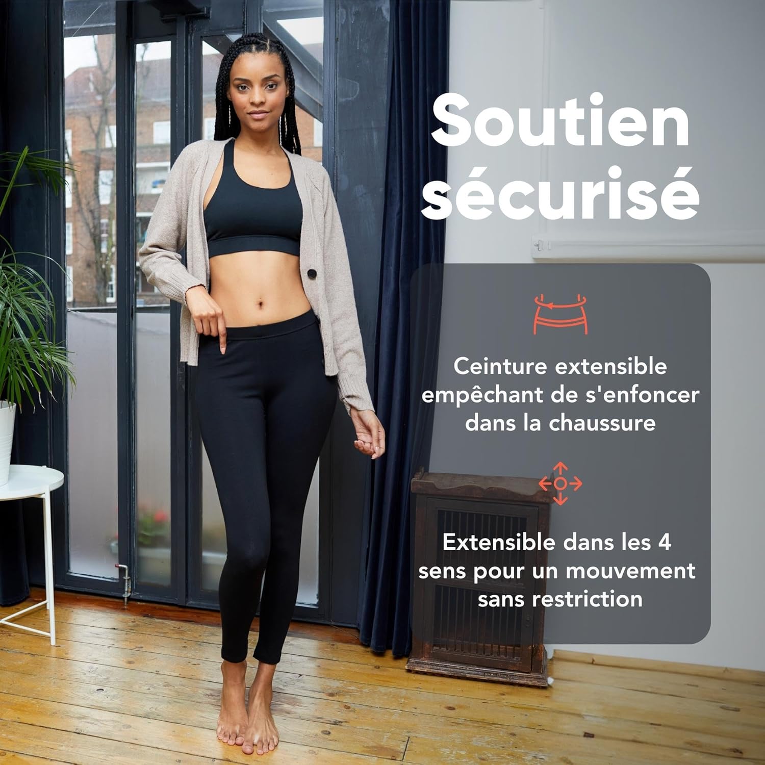 Detalle de FM London – Lot de 3 Leggings décontractés pour femmes, coupe ajustée et taille haute