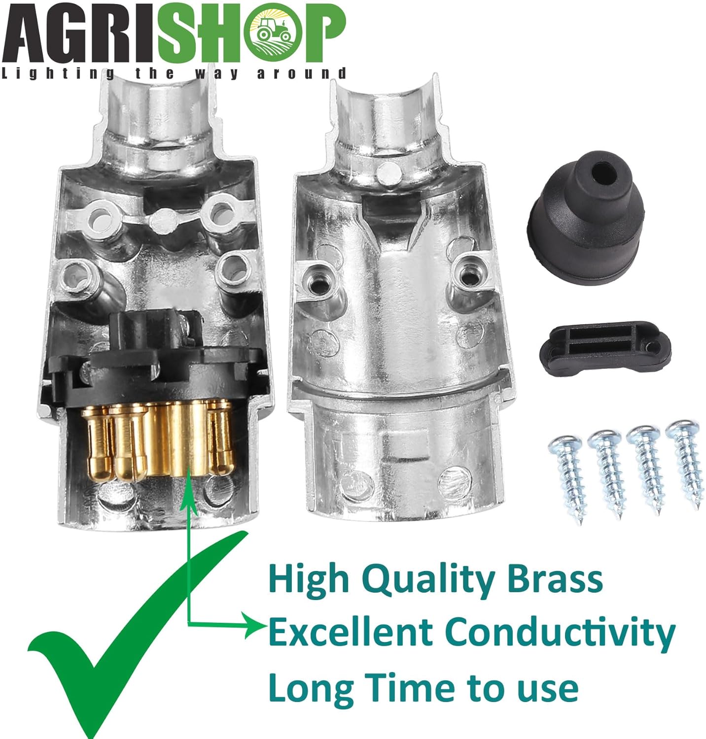 Detalle de AGRISHOP 12V Metal 7-Pin Trailer Plug (Male, Waterproof Aluminium, 7-pin towing)