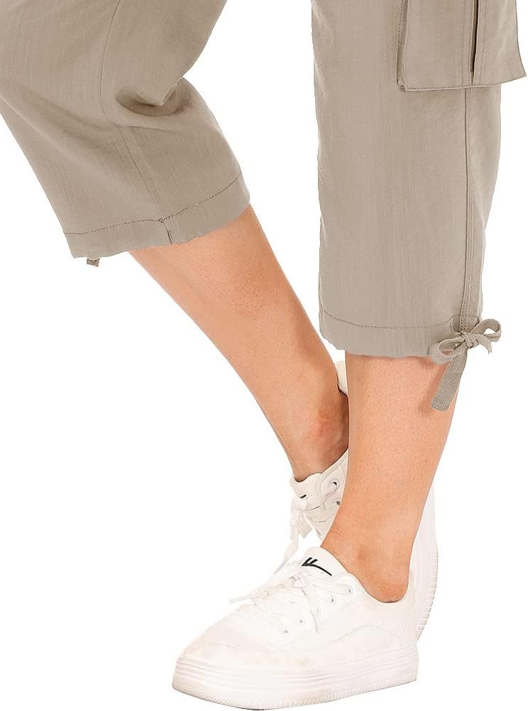 Detalle de MoFiz Womens Capris with Pockets: Loose, Lightweight Cargo-Style for Hiking and Everyday Wear