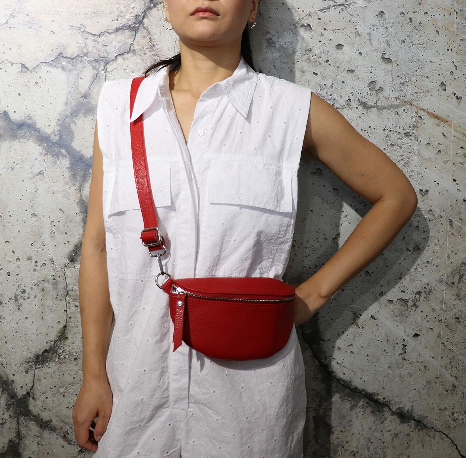 Detalle de SH Leder AVA G292 — Marsupio unisex in vera pelle, 23 x 12 cm
