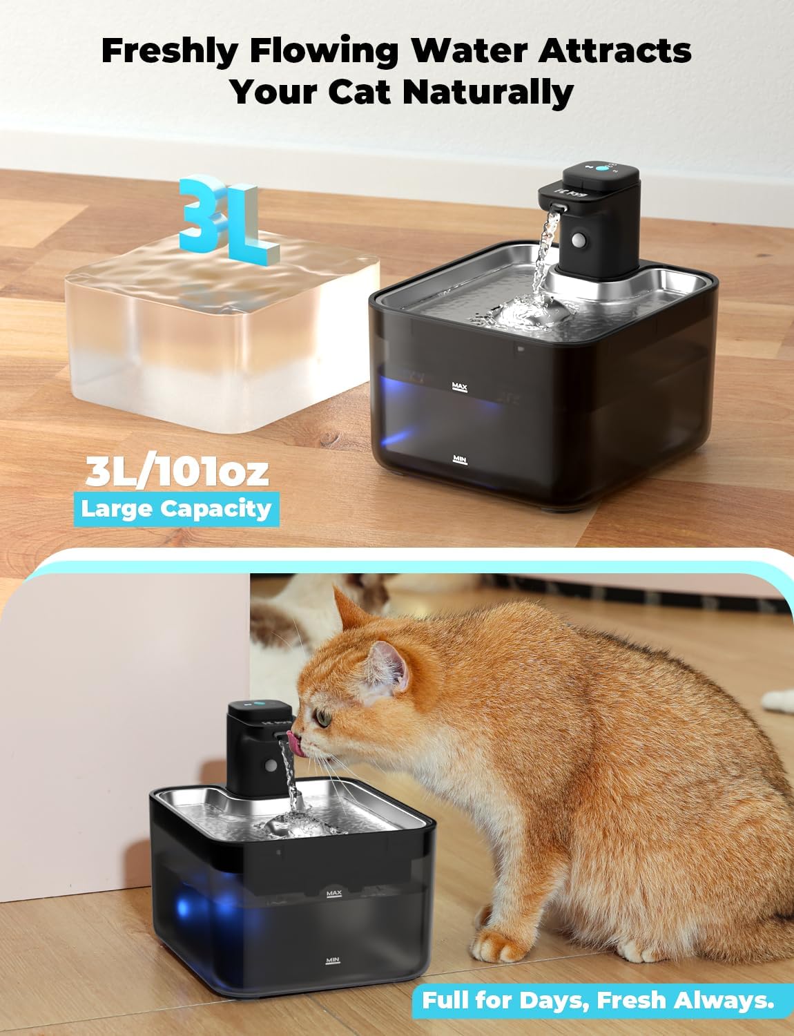 Thumbnail 3 de KYG Fontanella per Gatti Senza Fili 3L: fontana automatica silenziosa con sensore e batteria da 4000 mAh