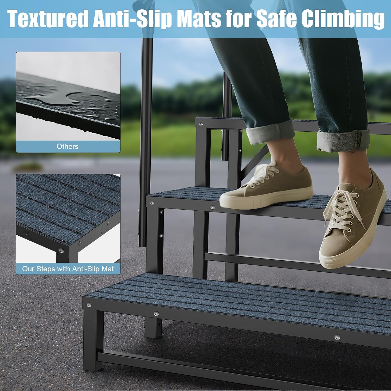 Detalle 2 de 4-Step Heavy Duty RV Steps with 2 Handrails