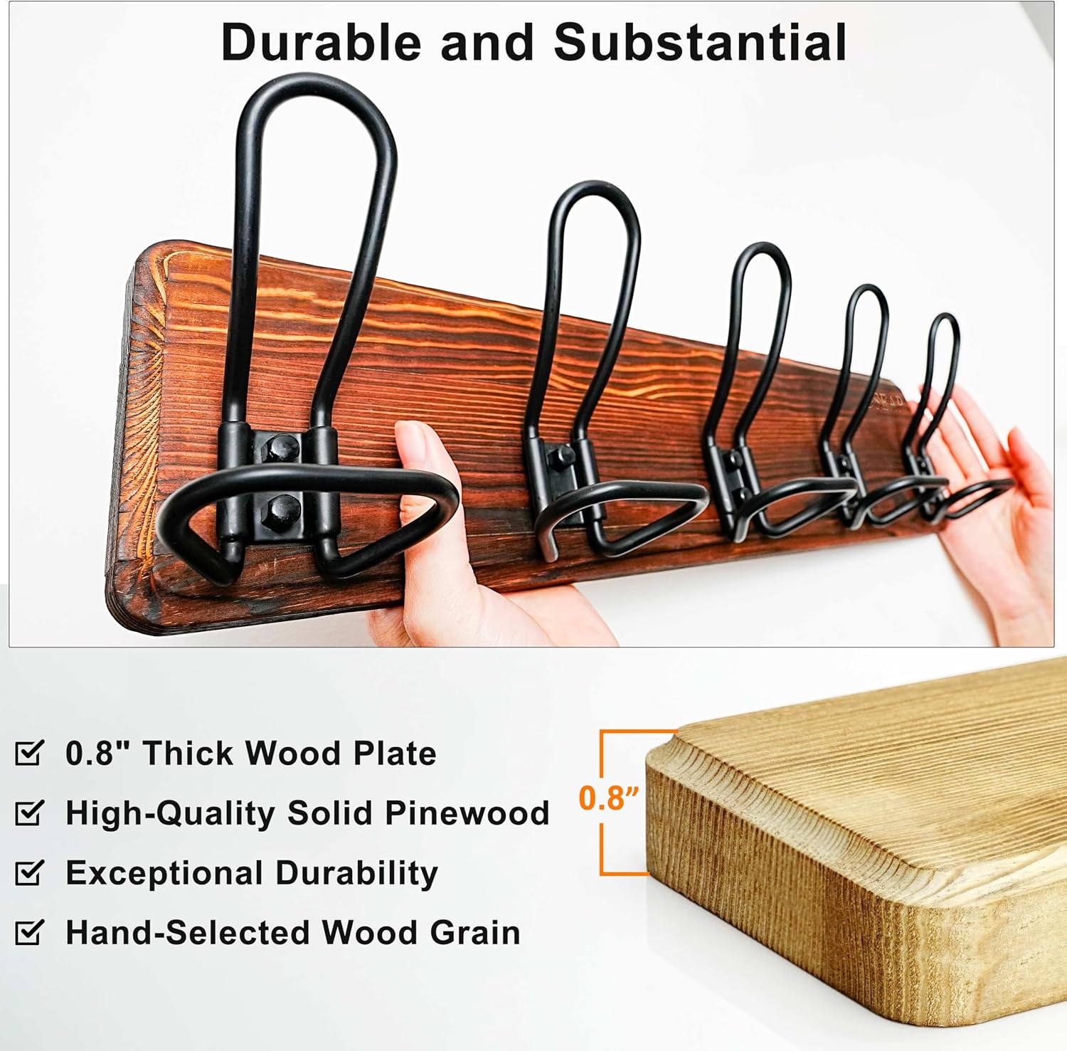 Detalle de Dseap Wall-Mounted Coat Rack, 5 Hooks