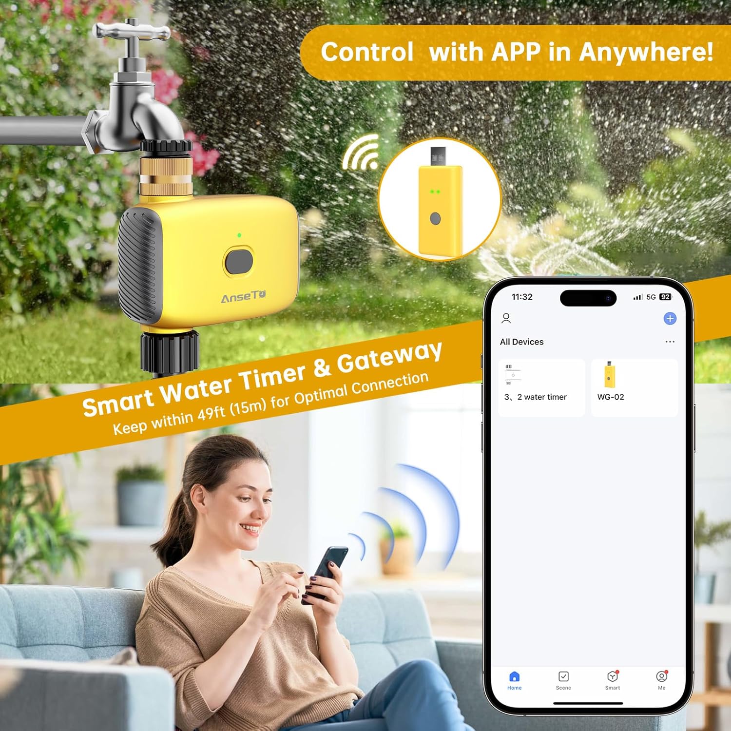 Thumbnail 2 de AnseTo Irrigation Timer WiFi Water Timer: Smart Remote Garden Irrigation