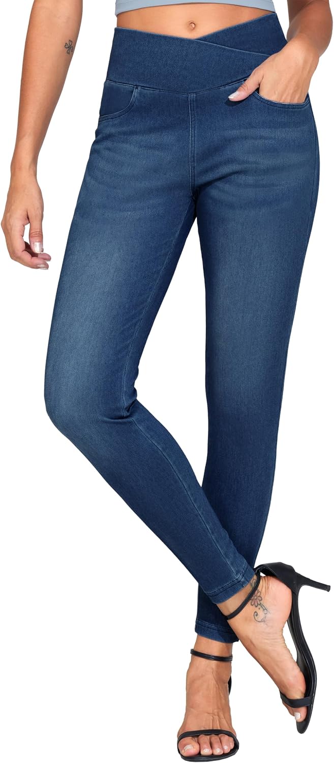 Thumbnail 1 de THE GYM PEOPLE Women's V Cross High-Waist Jeggings, 4 Pockets