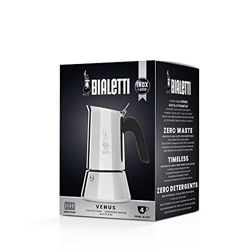Detalle de Bialetti Venus Induction – Edelstahl Espressomaschine für Induktion, 4 Tassen (170 ml), Silber