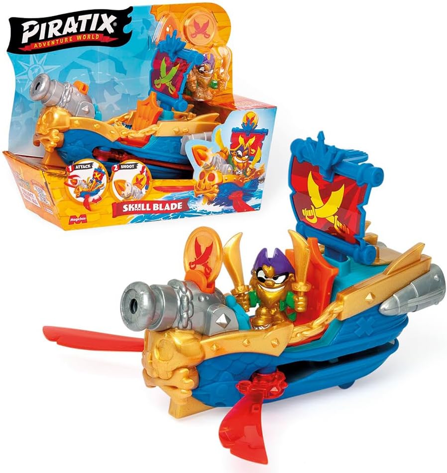 Detalle de PIRATIX Adventure World Skull Blade Pirate Ship with Hidden Swords and Projectile