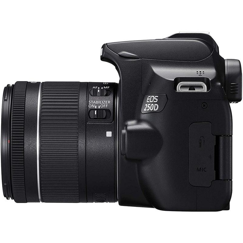 Detalle 2 de Canon EOS 250D 24MP WiFi negra con objetivo EF-S 18-55mm IS STM