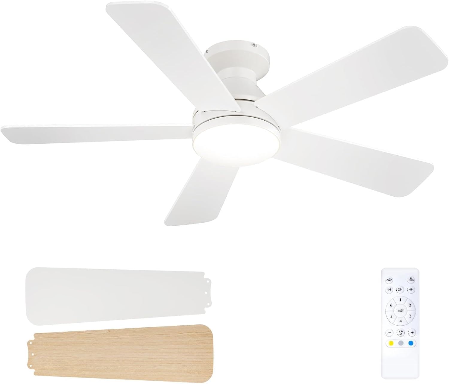 Passky Ventilatore da soffitto 107 cm con luce LED, motore DC silenzioso e telecomando