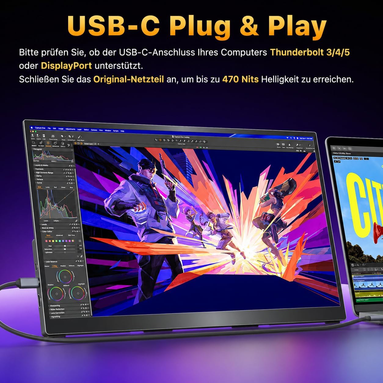 Thumbnail 4 de cocopar Portable Monitor 18,5 Zoll – 2,5K QHD, 120 Hz, mobiler Allrounder mit USB-C und HDMI