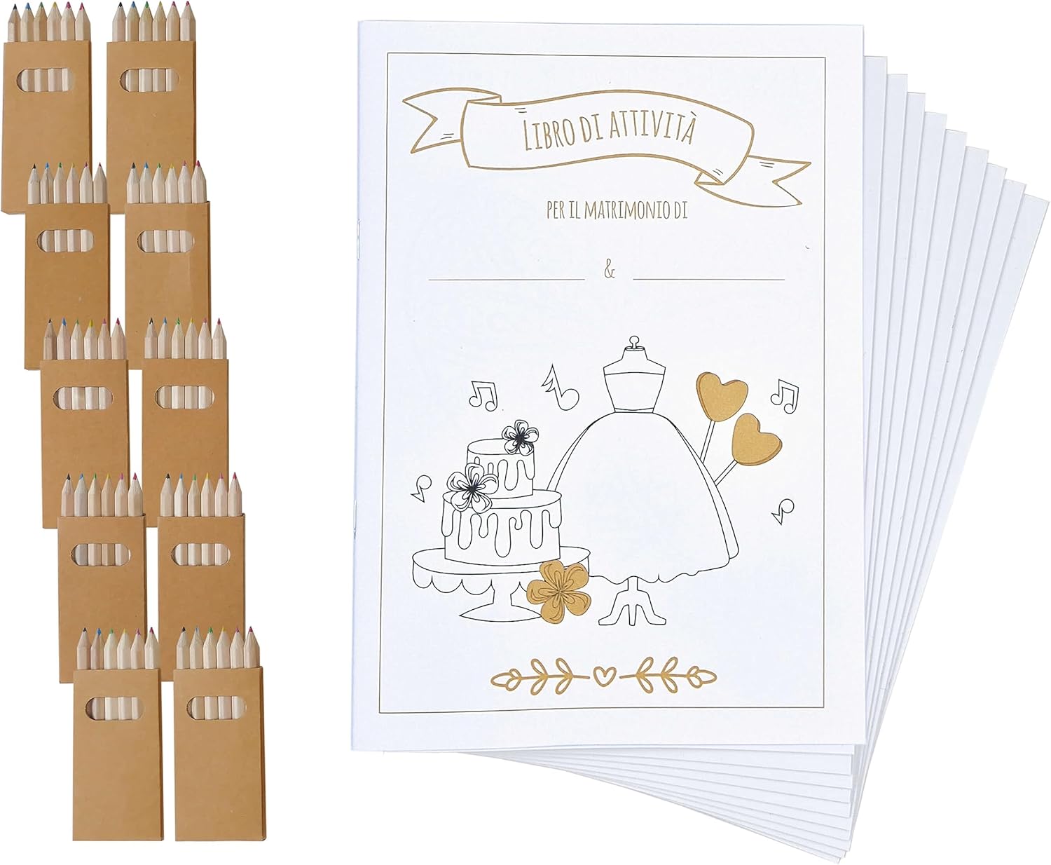 JEKA Set Matrimonio: 10 libri di attività da colorare A5 per bambini