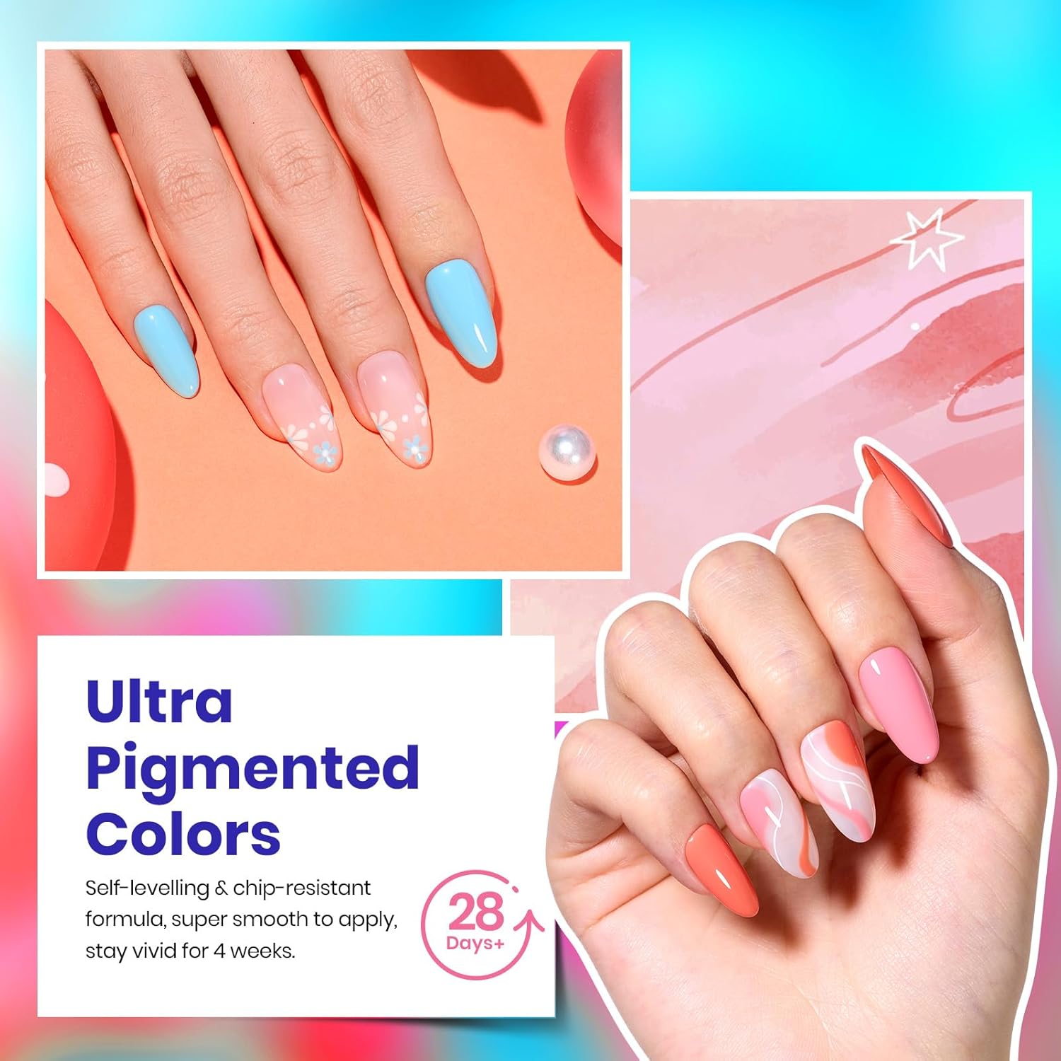 Detalle de Beetles Gel Nail Polish Set - 23pcs Summer Colors with Base & Top Coat (Goes on for Beginners)