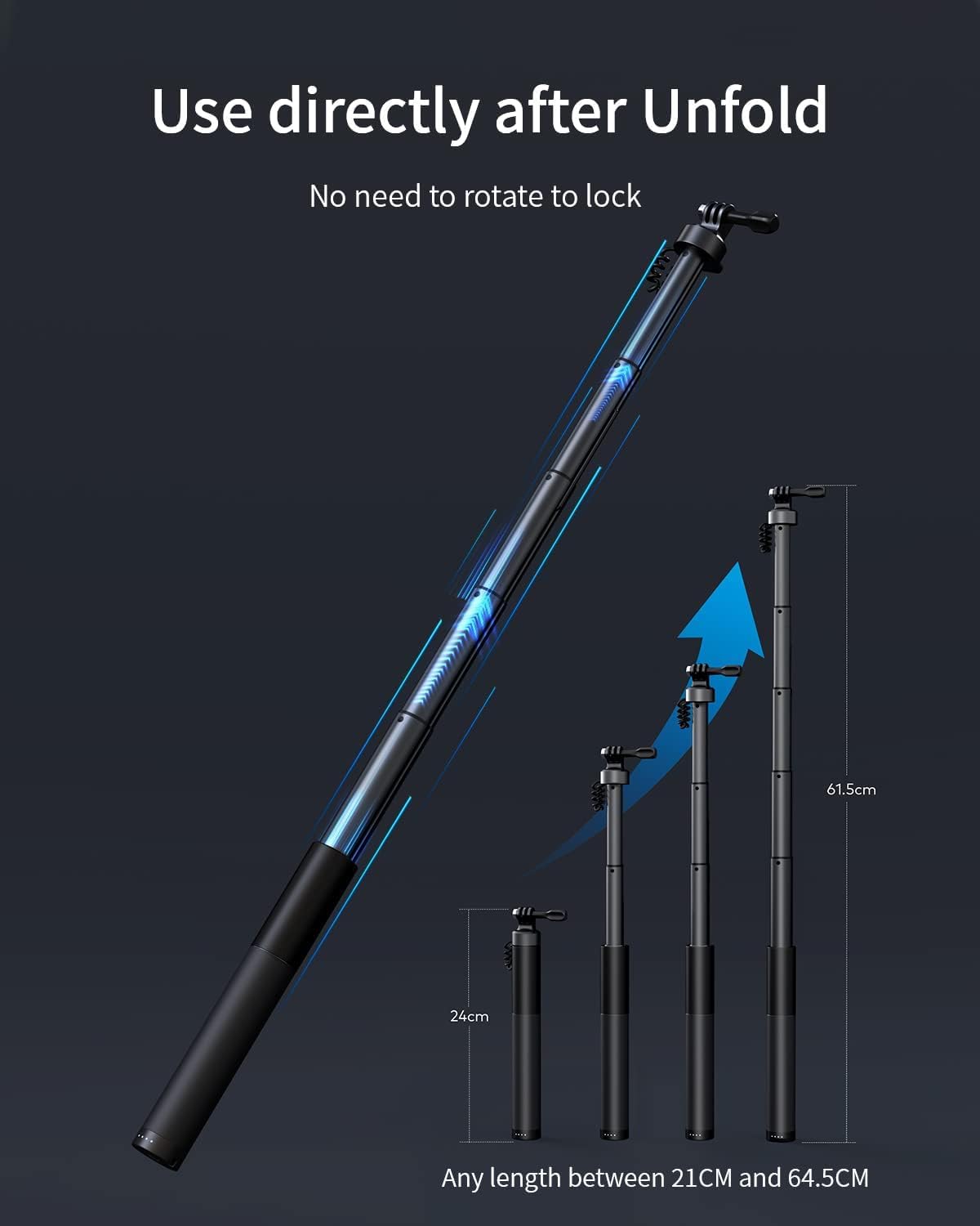Thumbnail 3 de WOLFANG Action Cam Selfie Stick con power bank da 2600 mAh – Nero GB2200