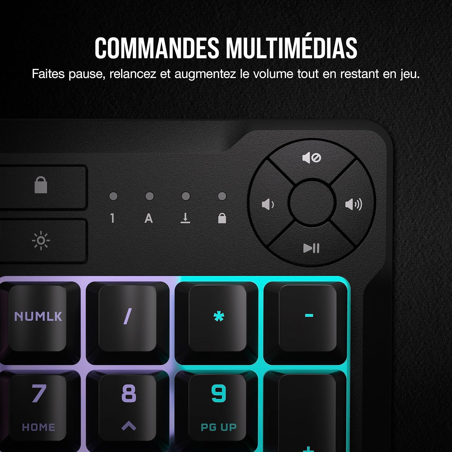 Detalle de Corsair K55 Core RGB Clavier de Jeu Filaire à Membrane (AZERTY FR) – Noir