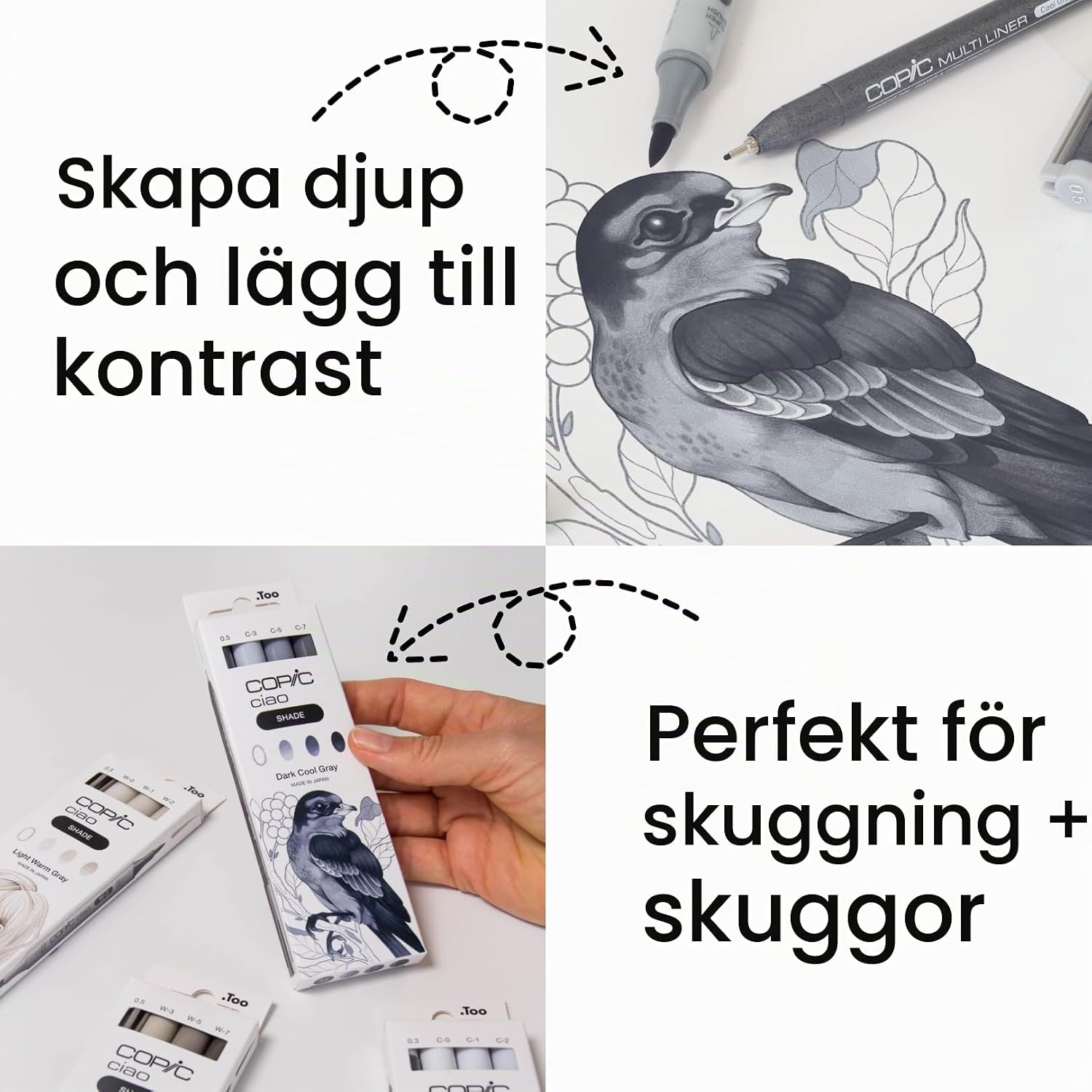 Detalle 2 de Copic Ciao Shade Set Dark Cool Gray – markerset med penselspets och Multiliner