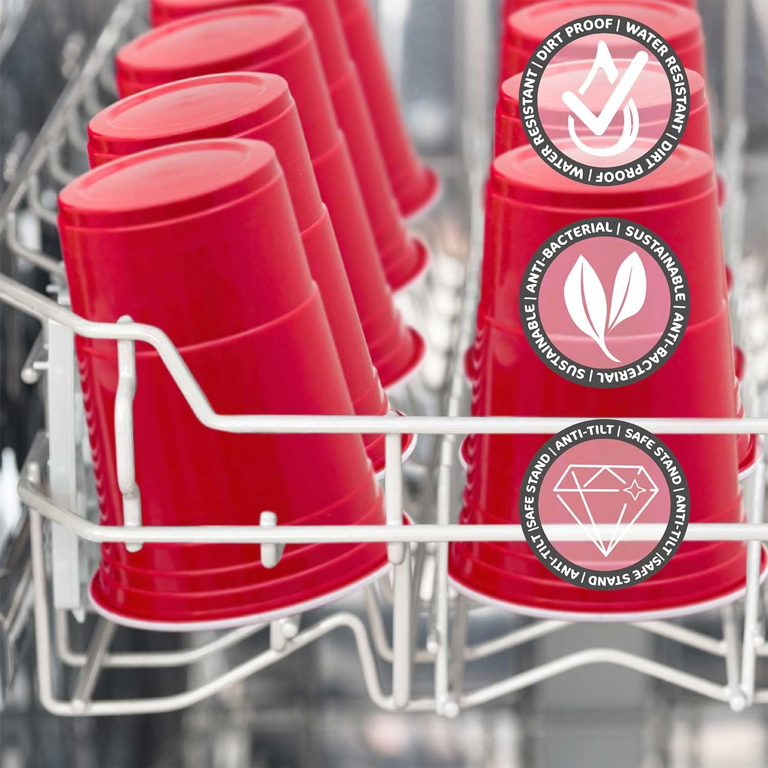 Detalle 2 de GOODS+GADGETS® Beer Pong-set med 50 blå plastmuggar, 473 ml