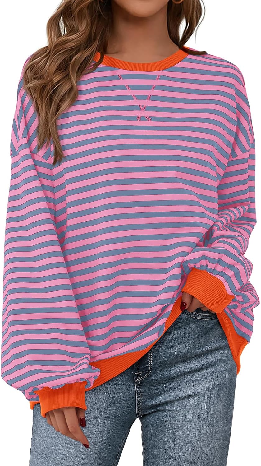 Detalle de PRETTYGARDEN Striped Oversized Sweatshirt casual top