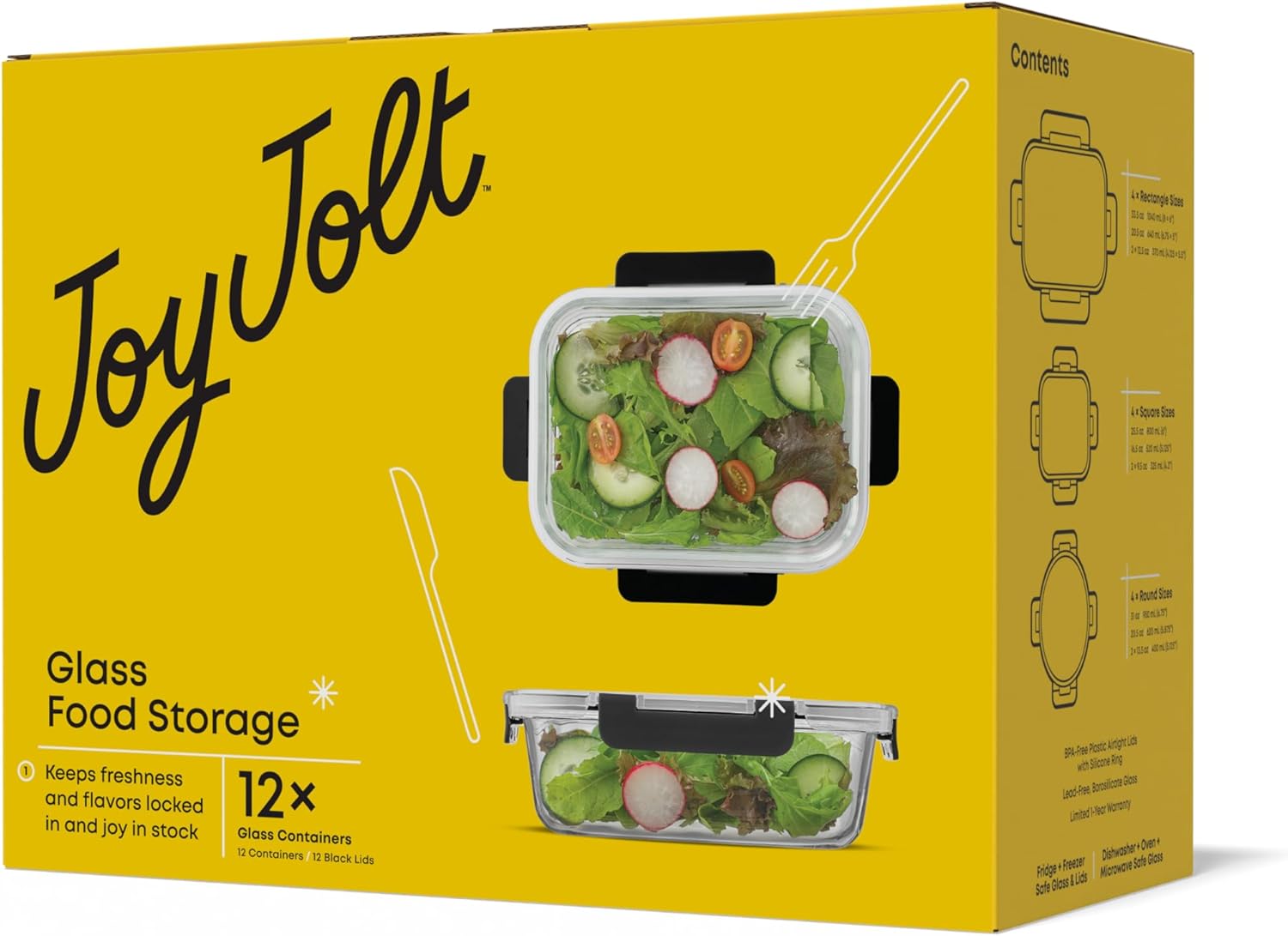 Detalle 2 de JoyJolt 24pc Glass Storage Containers 🍱