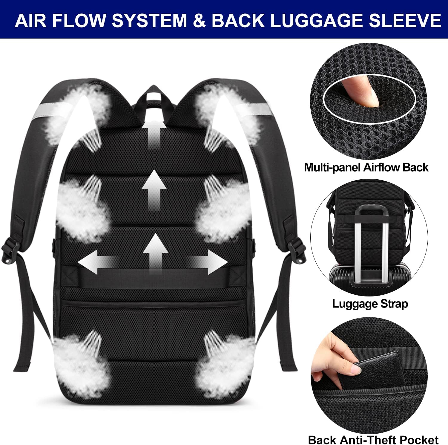 Thumbnail 5 de Groß Herren Laptop Rucksack 17 Zoll USB-Ladeanschluss