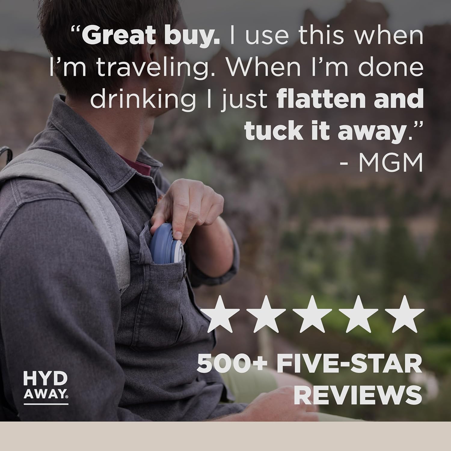 Detalle de HYDAWAY Collapsible Water Bottle - 17oz: Handy, Leakproof & BPA-free