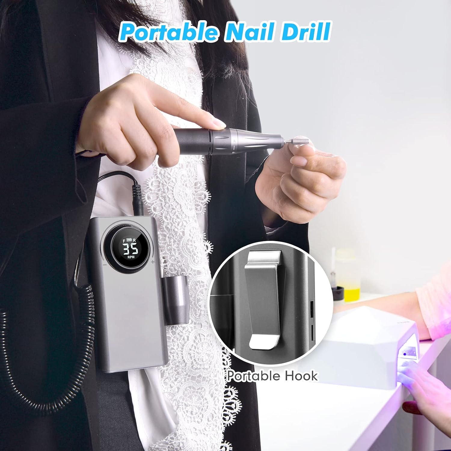 Thumbnail 4 de Fresa per Unghie Professionale 35000 RPM Portatile: Lima Elettrica Ricaricabile con Display LED per Saloni e D.I.Y.