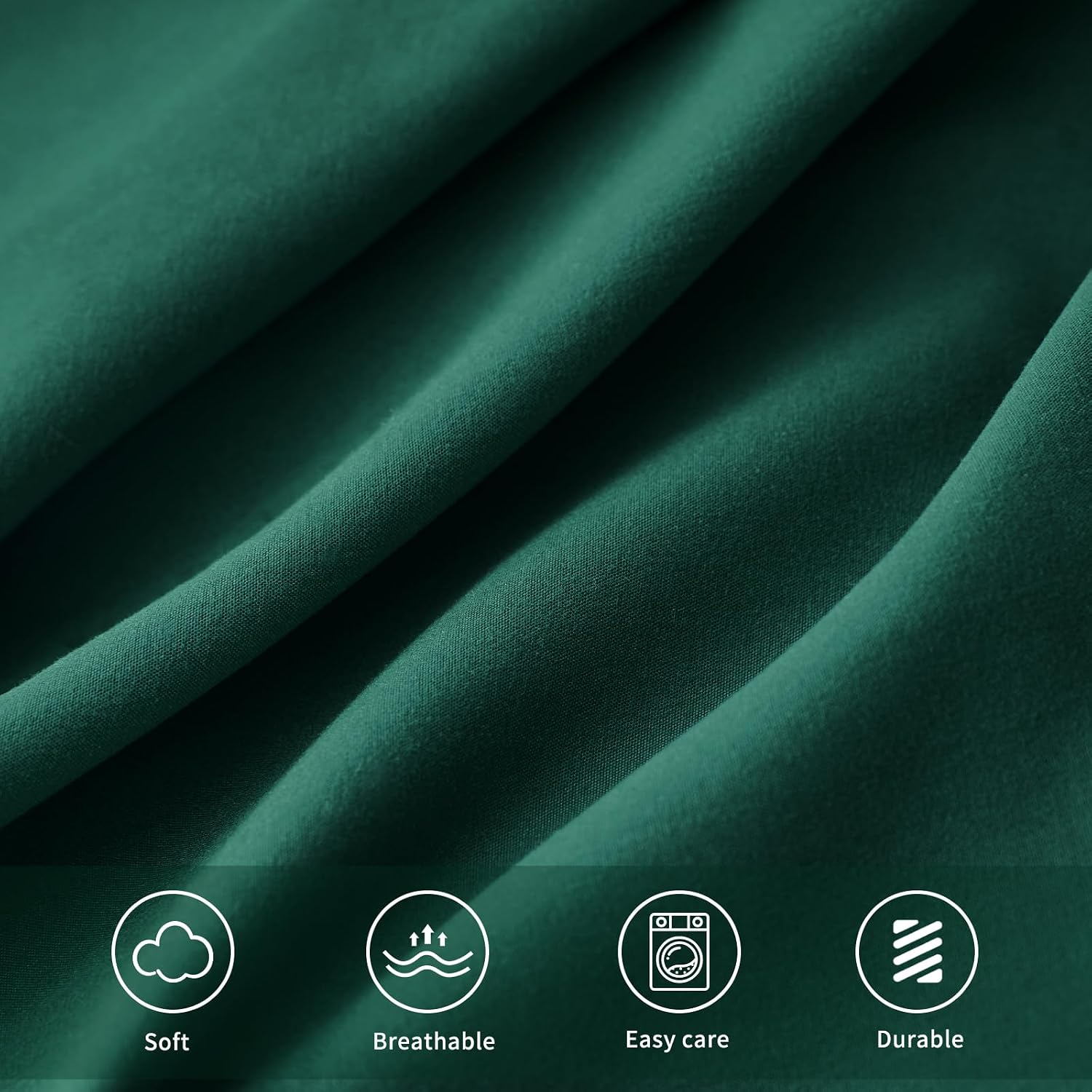 Detalle 2 de Tifschlaf Tifschlaf Pillow Cases (4 Pack) – Emerald Green Brushed Microfibre Pillow Covers, Standard Queen 50x75 cm