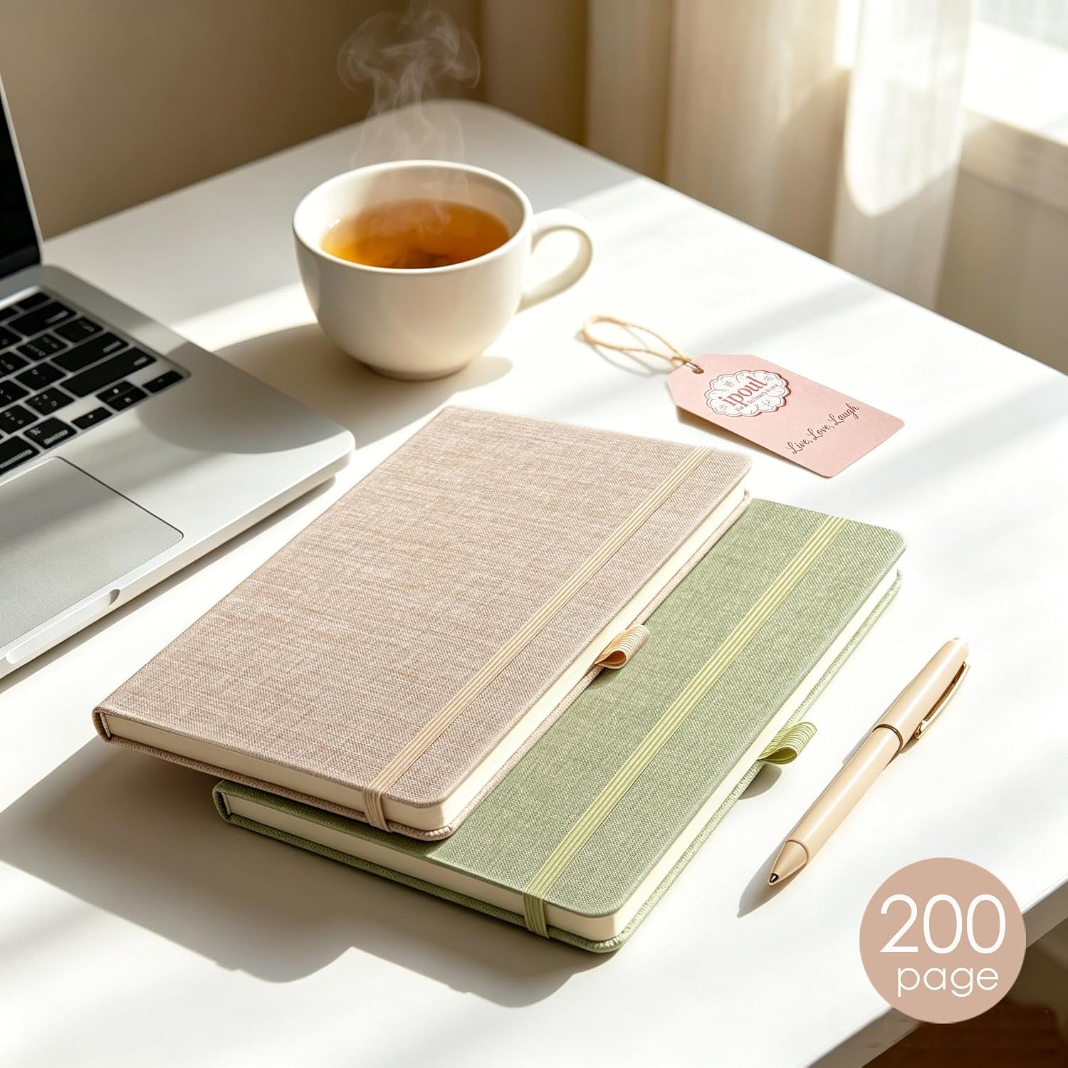 Thumbnail 6 de ipoul ipoul-003-string-linen A5 Linen Notebook, Green, Lay-Flat Hardcover