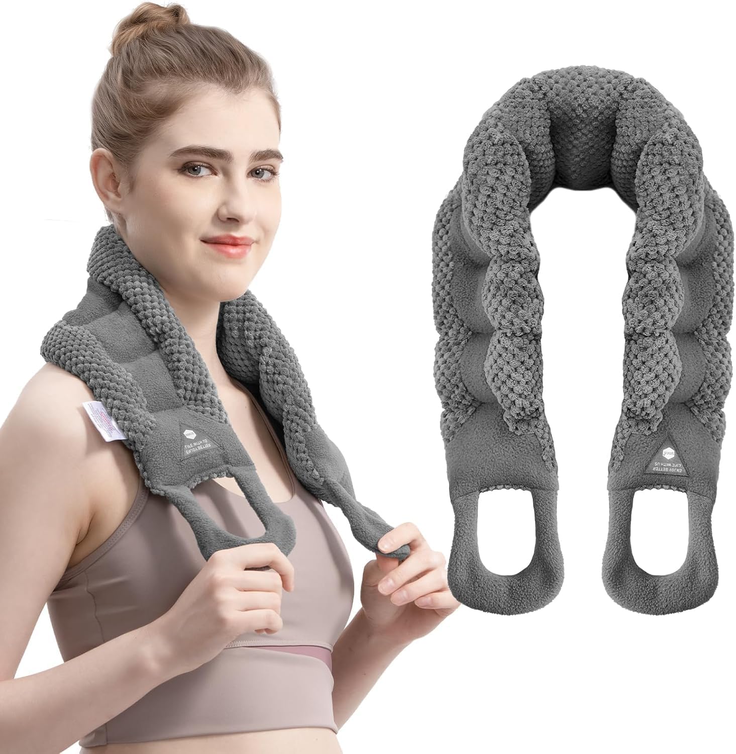 Detalle de uncn Coussin chauffant cervical longue bouillotte micro-ondes pour nuque, épaules et dos