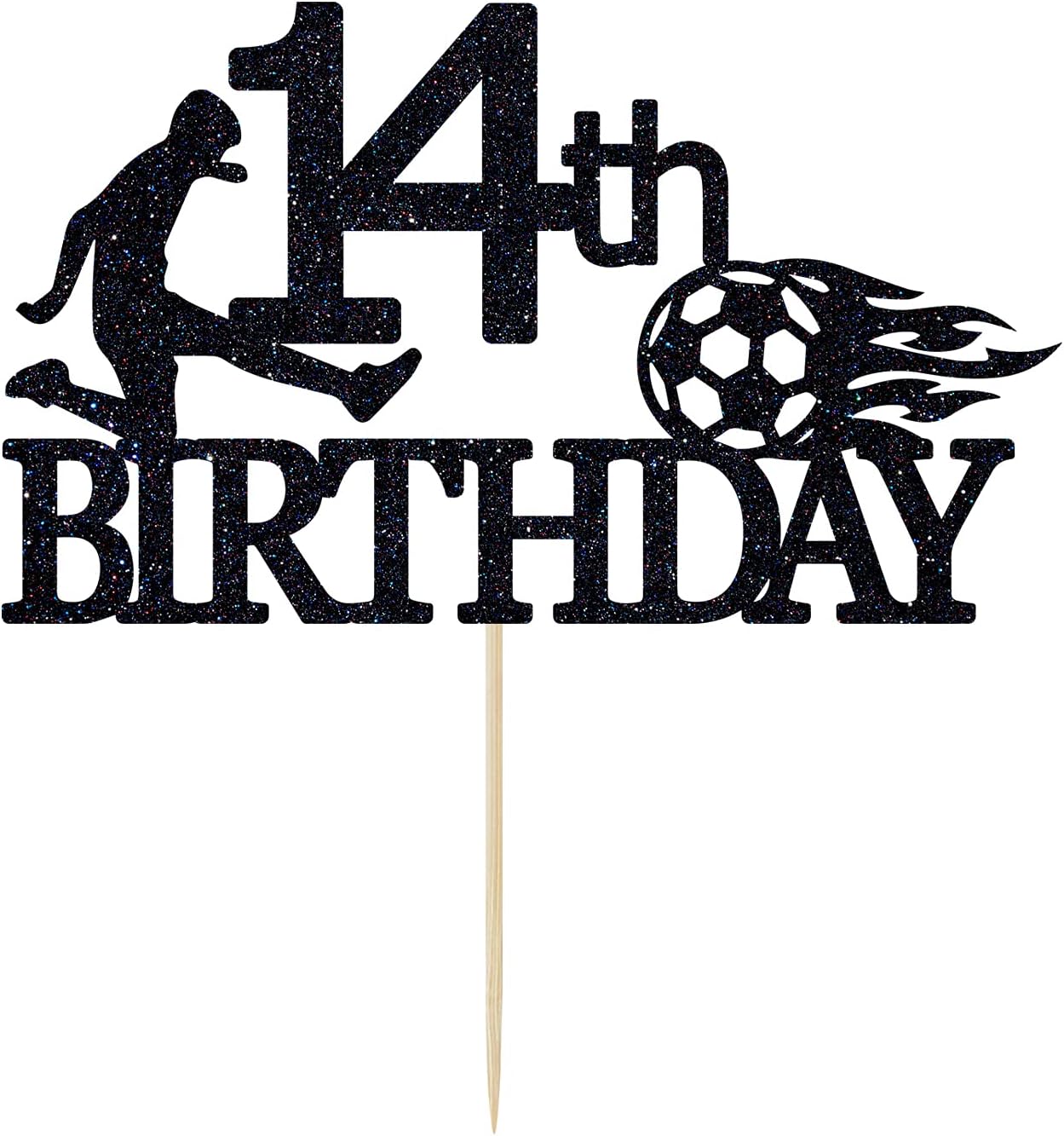 Detalle 2 de 14th Birthday Cake Topper, Black Glitter