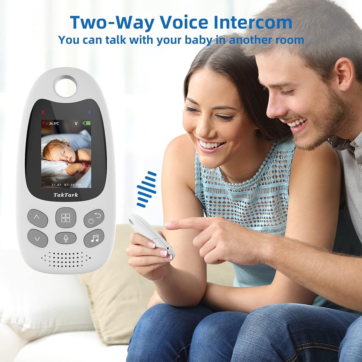 Detalle 2 de TakTark Babyphone vidéo 2,0 pouces LCD avec caméra 2,4 GHz : vision nocturne et communication bidirectionnelle