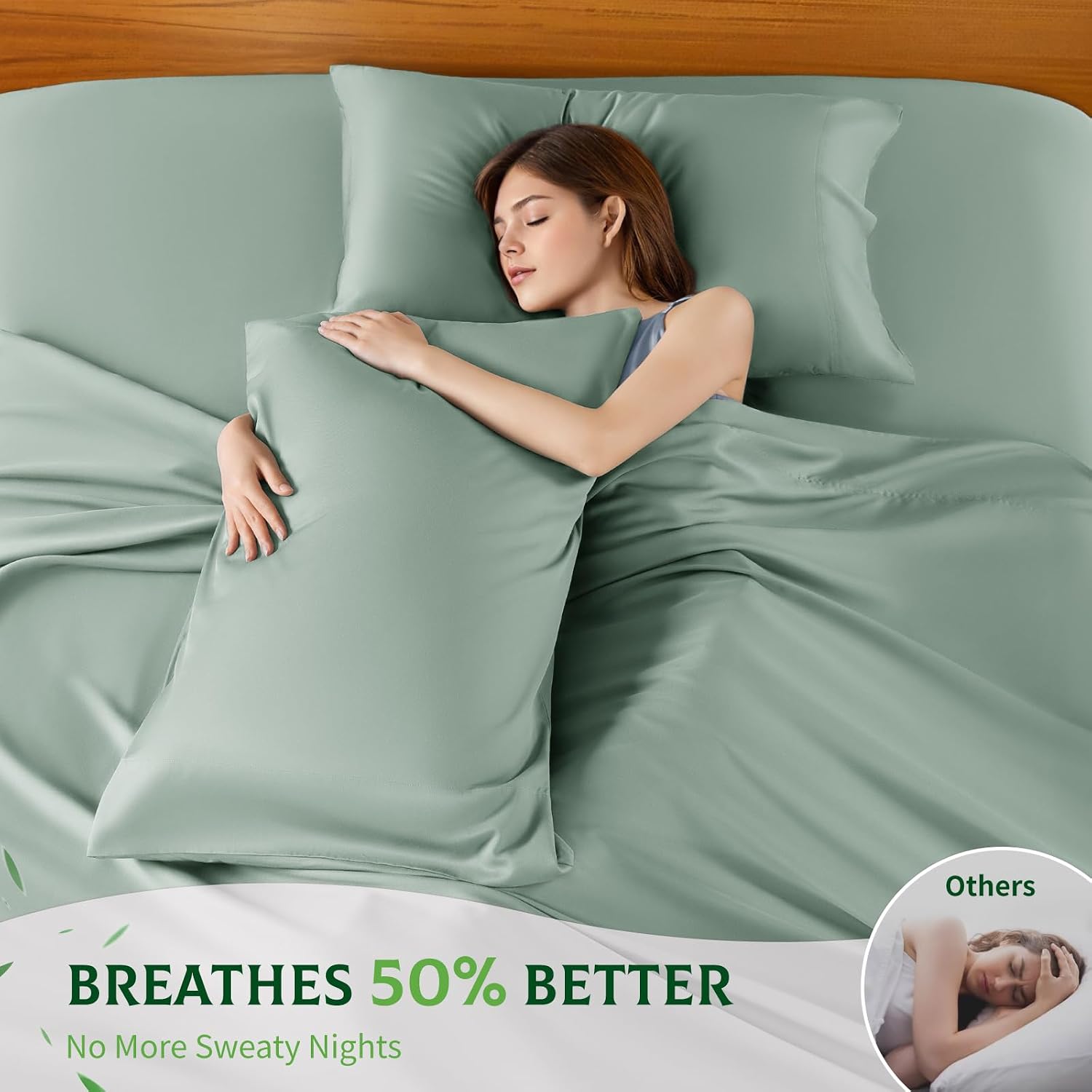 Thumbnail 3 de SONORO KATE 100% Viscose Bamboo Sheets (Cal King) with Extra-Deep Pockets – Sea Glass